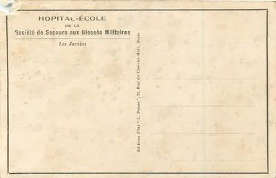 Hospital-Escola da Sociedade de Socorro aos Feridos Militares — Os Jardins — Edições L. Patras, Paris — Verso