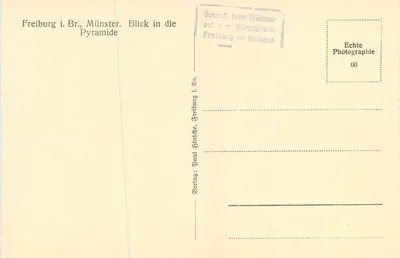 Freiburg i. Br., Münster. Visão da pirâmide — Editor Paul Hinfage, série 00 — Verso