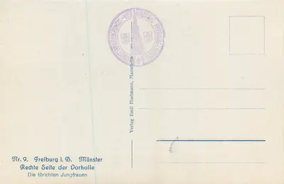 Freiburg i. B. — Münster — Prawa strona Czwórki Młodych Dziewcząt — Wydawnictwo Emil Hartmann, Mannheim, nr 9 — Rewers