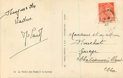 Widok mostu Fades i zapory — wydawca «REAL-PHOTO» C.A.P. PARIS — Rewers