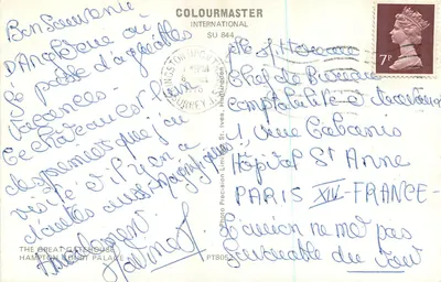 O Grand Portail do Castelo de Hampton Court — editor Colourmaster International, n° SU 844 — Verso