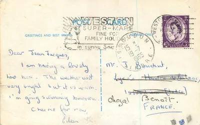 Pływanie w Weston-Super-Mare — wydawca Weston Card, nr 61333 — Rewers