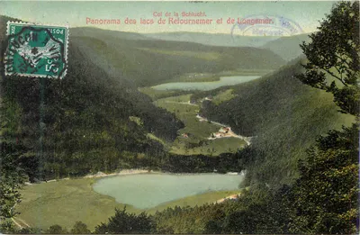 Col da Schlucht — Panorama dos lagos de Retournemer e de Longemer — H. Zahneissen-Wieland, Münster i. E.