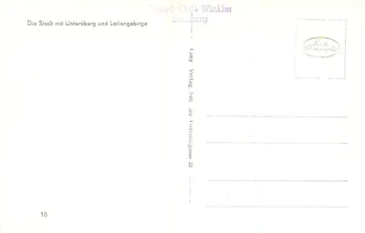 Salzburg — widok miasta, zamek i zasne góry — wydawca Losy, nr 10 — Rewers