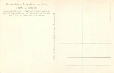 Goethe — 27 anos — Goethehaus, Frankfurt am Main — Verso