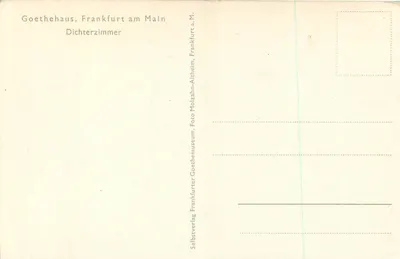 Quarto do poeta — Goethehaus, Frankfurt am Main — Selbstverlag Frankfurter Goethehaus — Verso