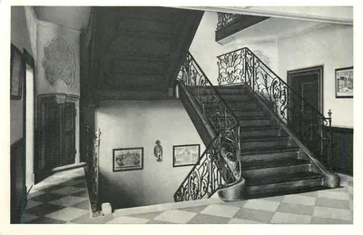 Interior do Goethehaus — escada e hall — editor: Selbstverlag Goethemuseum