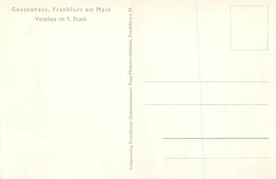 Interior do Goethehaus — escada e hall — editor: Selbstverlag Goethemuseum — Verso