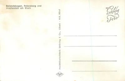 Rolandsbogen, Petersberg e Drachenfels no rio Reno — Schöning & Co., Lübeck — Verso