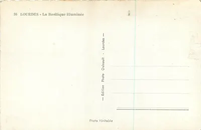 Lourdes — La Basilique illuminée — Edizione Quinault — Verso