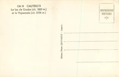 Jezioro Gaube i Vignemale — Cauterets — Wydawnictwo Photo Quinault, Lourdes — Rewers