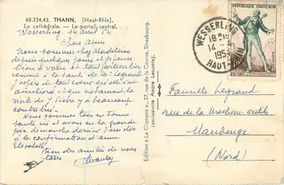 La cathédrale de Strasbourg — portail central — édition « La Cigogne » — Rewers