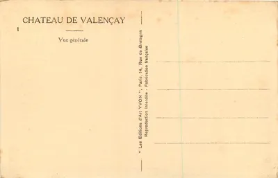 Zamek Valençay — Ogólny widok — Les Éditions d'Art Yvon, Paryż — Rewers