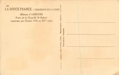 Porte da Chapelle St-Hubert — Castelo de Amboise — Edição de Arte YVON — Verso