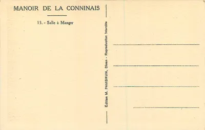 Dinan - Manoir de la Conninais — Eetkamer — Uitgave M. Pambrun, Dinan — Achterkant