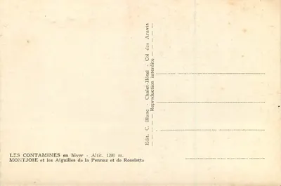 Les Contamines zimą — Montjoie i Aiguilles de la Pennaz oraz de Roselette — Wyd. C. Blanc — Rewers