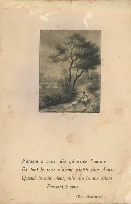 Paisagem com ovelhas — Poema de Th. Gauthier — Carta postal