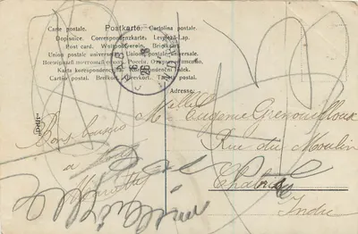 Jeunes paysans néerlandais — scène de rivière — éditeur Henriettly, n° 448/10 — Verso