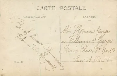 Stara pocztówka Joyeux Anniversaire — Rewers