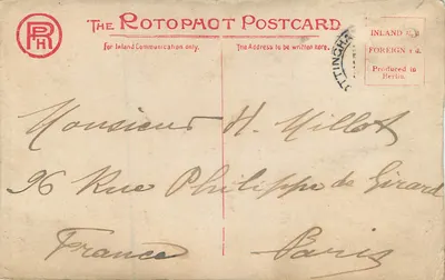 Miss Nora Kerin — retrato — The Rotopmot Postcard, n° 0167 — Verso