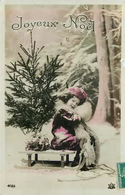 Criança no inverno — árvore de Natal e trenó — República Francesa n°4186