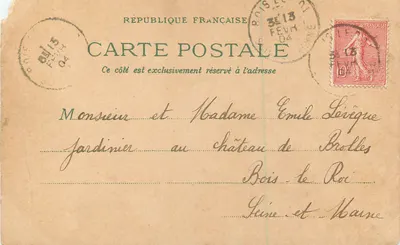 Cravos — paisagem rural — Carta postal francesa — Verso