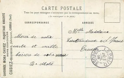 Rosa — illustrazione colorata — ChicoRée Noka Casiez, fabbricante, Cambrai (Nord) — Verso