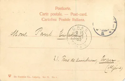 Floresta nevada — Dr. Trenkler Co., Leipzig. Série 96. N° 4. — Verso