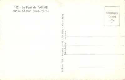 Ponte do Abismo — sobre o Chérán (alt. 95 m.) — Edições TELE, Aix-les-Bains — Verso
