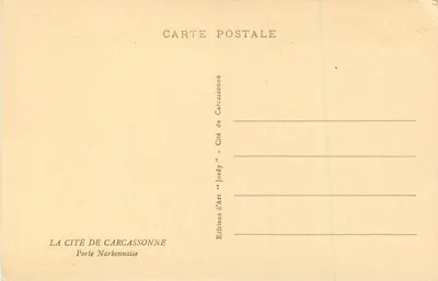 Cidade de Carcassonne — Porta Narbonnese — Edições de Arte Jordy — Verso