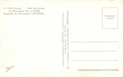 Hôtel des Comtes de Champagne — Reims — Kolekcja Champagne TAITTINGER — Rewers