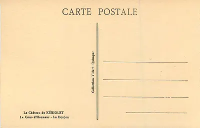 Het Kasteel van KÉRIOLET — De Eerste Hof — De Kasteeltoren — Collectie Villard, Quimper — Achterkant