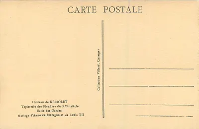Matrimonio di Anna di Bretagna e di Luigi XII — Tappeto della Flandes del XVI secolo — Castello di Kériollet, Sala delle Guardie — Verso