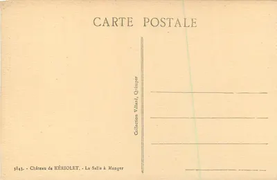 Castelo de KÉRIOLET — A Sala de Jantar — Coleção Villard, Quimper — Verso