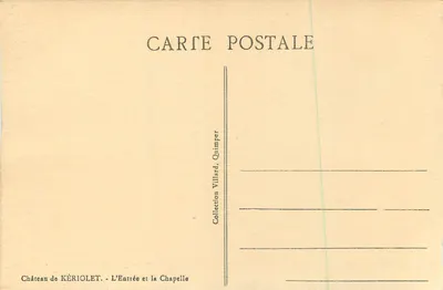 Castelo de KÉRIOLET — A Entrada e a Capela — Coleção Villard, Quimper — Verso