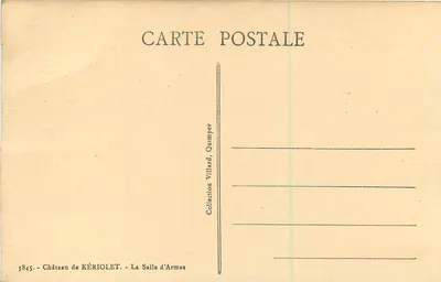 Château de KÉRIOLET — La Salle d'Armes — Collection Quumper — Verso