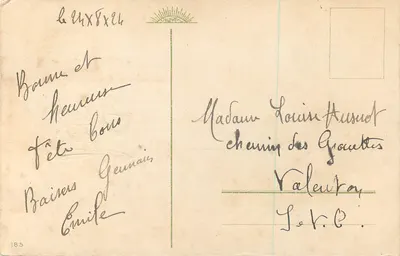 गुलाब और मिमोसा का बौक्वेट — अच्छा त्योहार — अज्ञात प्रकाशक, श्रृंखला संख्या अदृश्य — पीछे