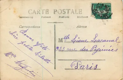 Bilhete postal antigo Ano Feliz — Verso