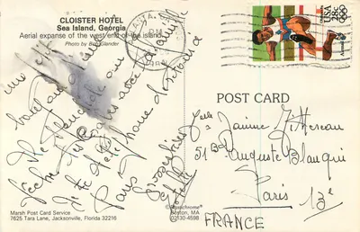 Cloister Hotel — Sea Island, Georgia — Marsh Post Card Service — Verso
