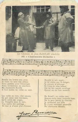 Scène de la chanson « Charmante Rosalie » — Les Chansons de Jean RAMEAU illustrées, n° 202, éditeur non visible