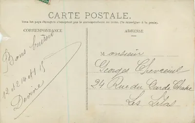 Femme avec bouquets de fleurs — scène de fleuriste — éditeur G.B.A. n°412 — Verso
