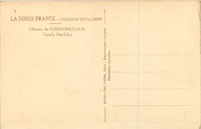 Castillo de Chenonceau — Fachada Nordeste — Edición de Arte YVON — Reverso