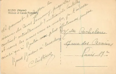 Reims (Marne) — Casa y Bodegas Pommery — editor Cim — Reverso