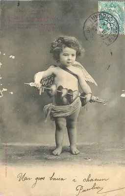 Criança Cupido — Sujeto de carta postal — Fototipo A. Bageret & Cie, Nîmes