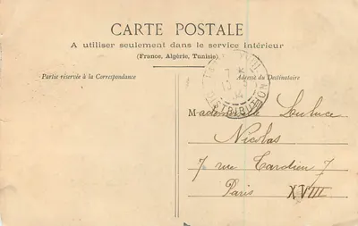 Criança Cupido — Sujeto de carta postal — Fototipo A. Bageret & Cie, Nîmes — Verso