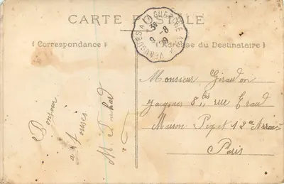 Galhos de hortência — fita rosa — editor desconhecido — Verso