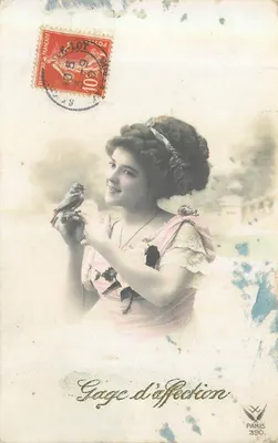 Jovem mulher com pássaro — Presente de afeto — Paris 390