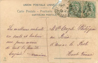 Bouquet de narcisos y rododendros — editor no visible — fechada 24 de febrero de 1902 — Reverso