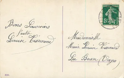 Ange aux ailes déployées — enfant portant couronne de fleurs, éditeur non visible — Verso