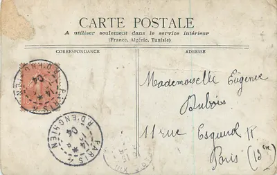 Antita de Costa (Variétés) — chegada a Lyon bord Mr. Rochere — Cautin & Berger — Verso